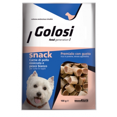 Alimento complementare per cani di tutte le taglie. Confezione richiudibile.
