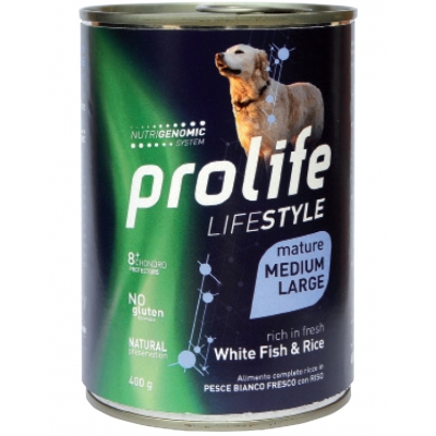 Alimento completo ricco in Merluzzo Fresco con Riso per il cane adulto di taglia media e grande in sovrappeso.
