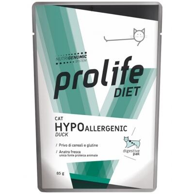 Alimento completo dietetico per il gatto formulato per la riduzione di intolleranze a ingredienti e sostanze nutritive.
